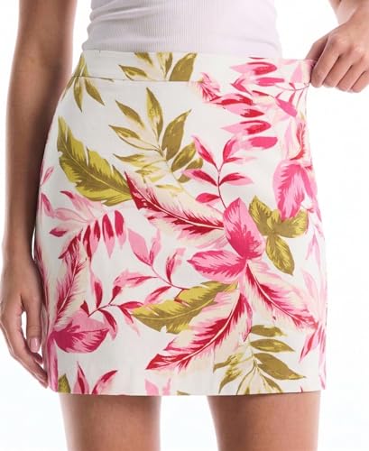 Large Tropical Print Pull-On Skort for Women with Pockets - 18 Inch