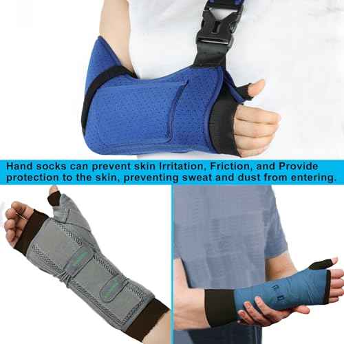 Hand Socks for Splint (Pack of 6),Thin Stockinette Tubing for Arm,Wrist Brace with Thumb Spica Liner for Men and Wome,Breathable Cotton Gauze Sleeve,Comfy Under Cast Wrap(Black,Large)