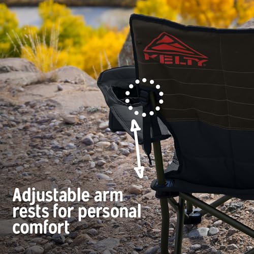 Kelty Deluxe Lounge Chair ? Folding Outdoor Camp Chair, Insulated Cupholders, Customized Recline, Steel Frame, Padded Roll Storage, 2024 (Deep Lake)