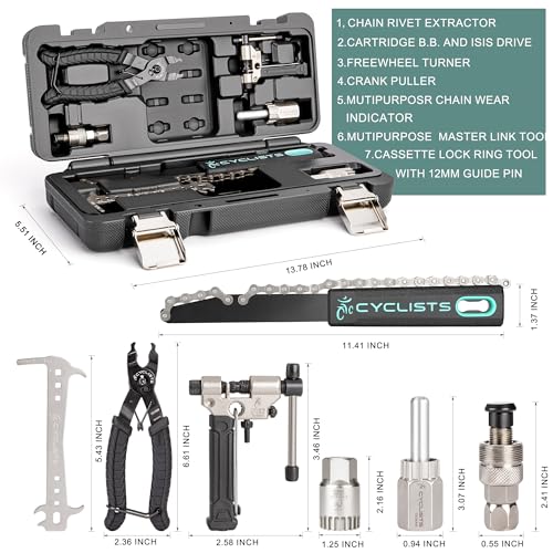 7-Piece Bike Tool Kit for Maintenance and Repair – Chain Rivet Extractor, Crank Puller, Freewheel Turner & More