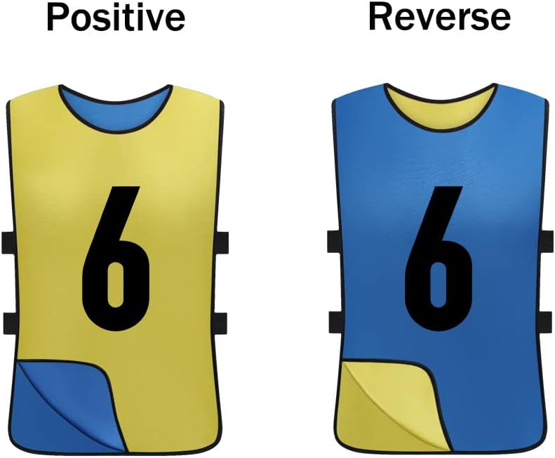 12 Pack Reversible Numbered Pinnies, Double Sided Scrimmage Vest,Team Practice Jerseys for Kids and Adult