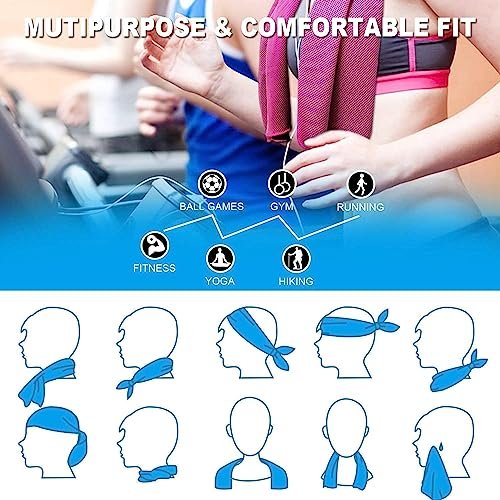 1 Pack Cooling Towel, 40" X 12" Ice Towel, Microfiber, Soft Breathable Chilly Stay Cool for Sports Gym Yoga Workout Camping Running (Dark Blue)