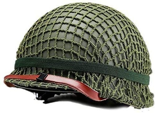 SABYDICAR WW2 US Army M1 Green Helmet Replica with Net/Canvas Chin Strap DIY Painting