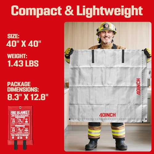 2-Pack Emergency Fire Blanket 40x40 Inches Fire Suppression for Kitchen Garage Car Camping