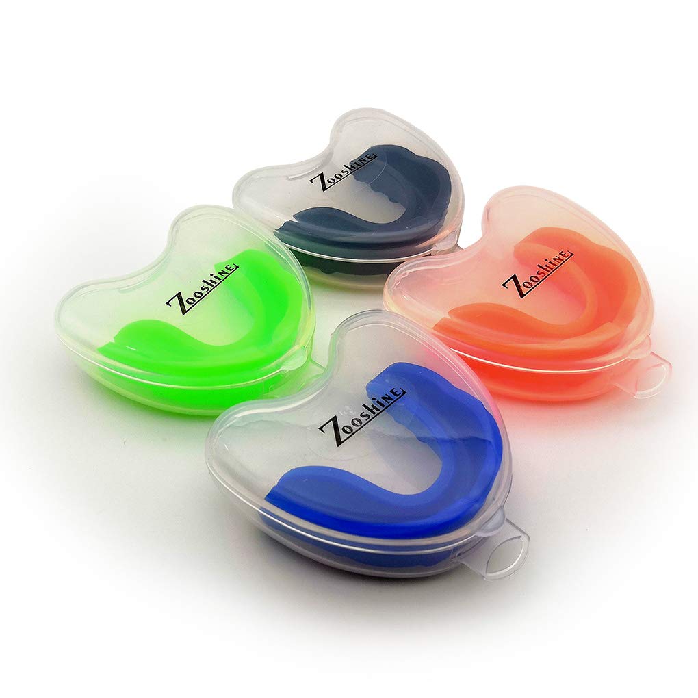Zooshine 4 Pcs Sports Mouth Guard for Kids(Age 7-14),Silicone Mouth Pieces for Taekwondo Boxing Football Hockey Karate Rugby,Mouth Guard with Case Packed