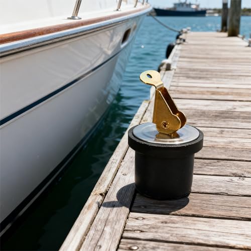 Boat Drain Plug Brass Marine Twist Rubber Deck Plug 5/8 Inch - Nautical Accessories