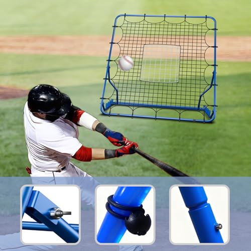 4x4.5 ft Baseball Rebounder Net with Adjustable Angles & Dual Strike Zones