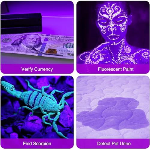 Blacklight Flashlights 4 Pack - 395nm UV Handheld Pet Urine Detector, Scorpions, Stains, Bed Bugs