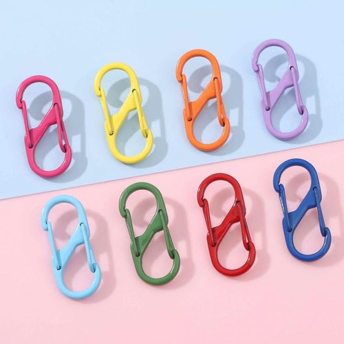 16PCS Colorful Double Opening Lobster Clasps S Lock Chain Shortener Set Keychains Extender Connector for Jewelry Making Kit Metal Necklace Clips Bracelet Closures DIY Craft Clasp Carabiner