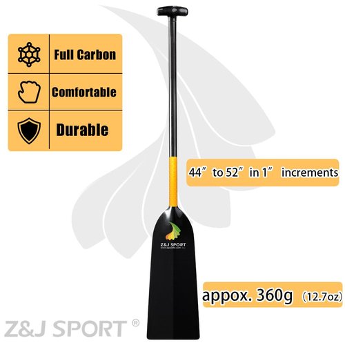 Z&J SPORT Dragon Boat Paddle Full Carbon IDBF Approved Dihedral Blade Oval Shaft (52inch)