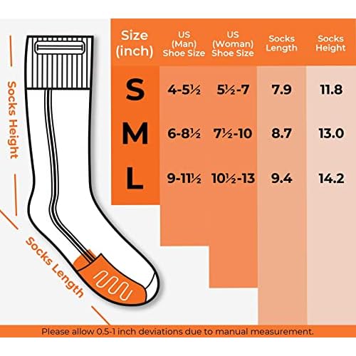 ORORO Heated Socks for Men Women, Rechargeable Electric Socks for Cold Feet