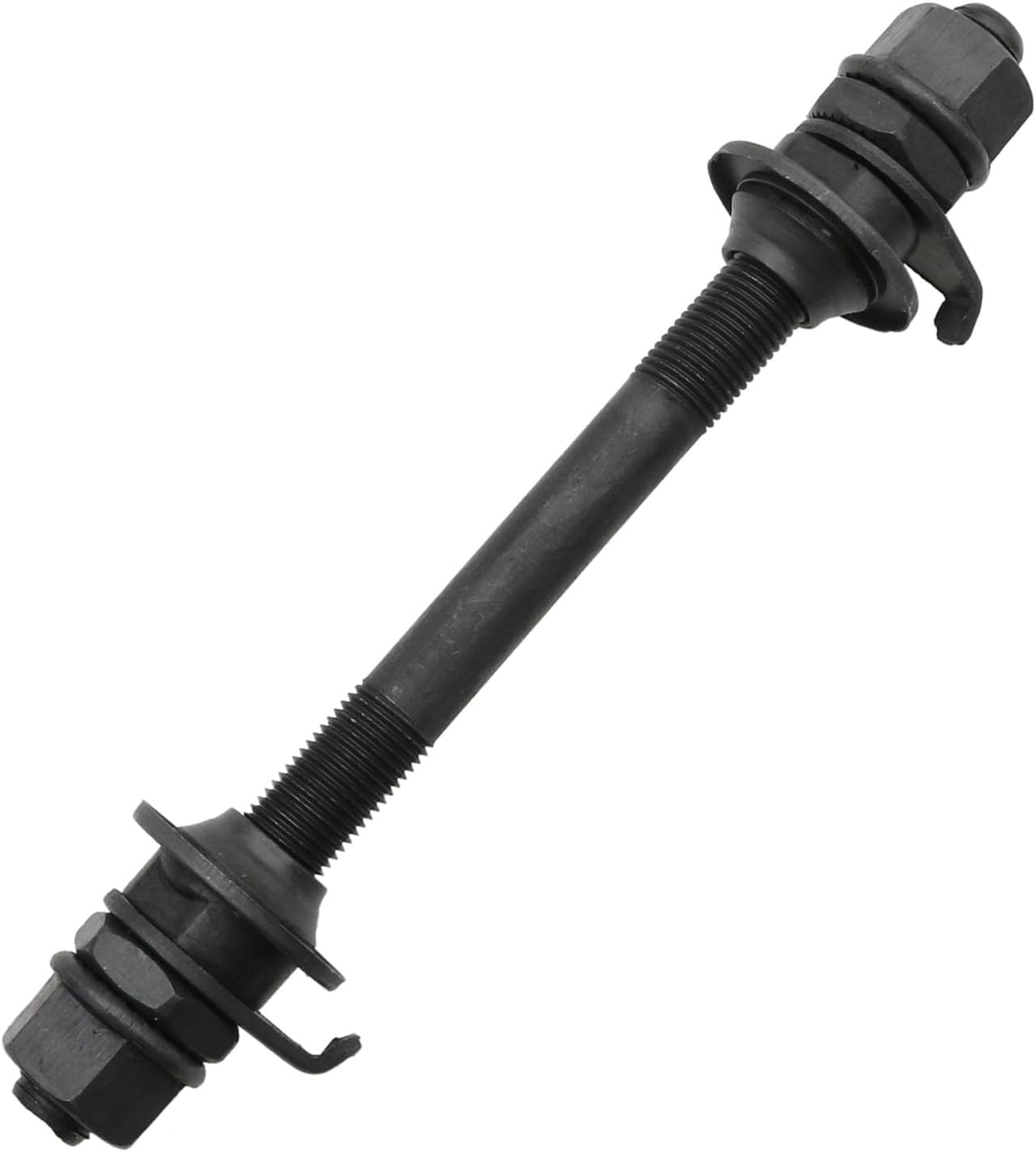 1PCS Bike Axle 150mm Bicycle Multiple Speed Front Hub Axle 3/8 Inch Black Bike Axle Replacement 26 TPI Hub Shaft Conical Lock Nut Washer Kit Bicycle Parts Accessories