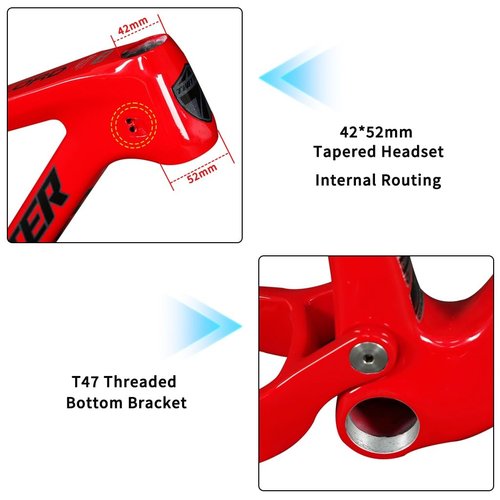 BSFHQS Full Suspension Enduro/Downhill Mountain Bike Frame 27.5/29er 15"/17"/19"/21" Carbon Fibre Frame XC/DH Soft Tail Frame 12 * 148mm Boost Thru Axle Disc Brake(Red,29 * 19")