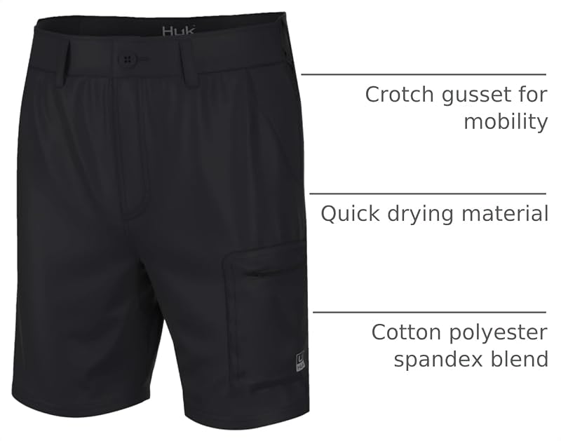 HUK Men's Cargo Shorts - Black, Large Variation