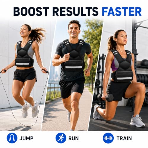 4-10 lb Adjustable Weighted Vest for Women and Men - Black, Removable Iron Sand Weights