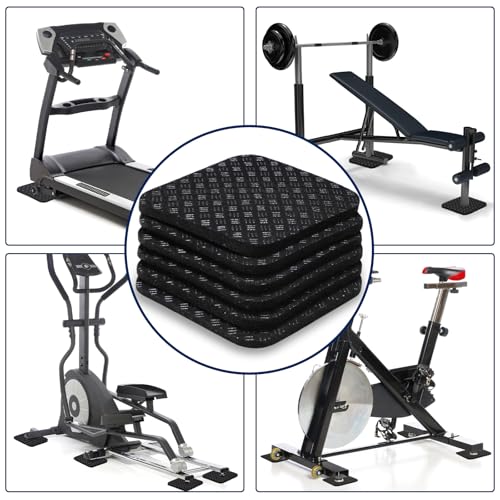 TOBWOLF 6PCS Treadmill Mat Pads - Non-Slip Anti-Vibration, 5MM Square
