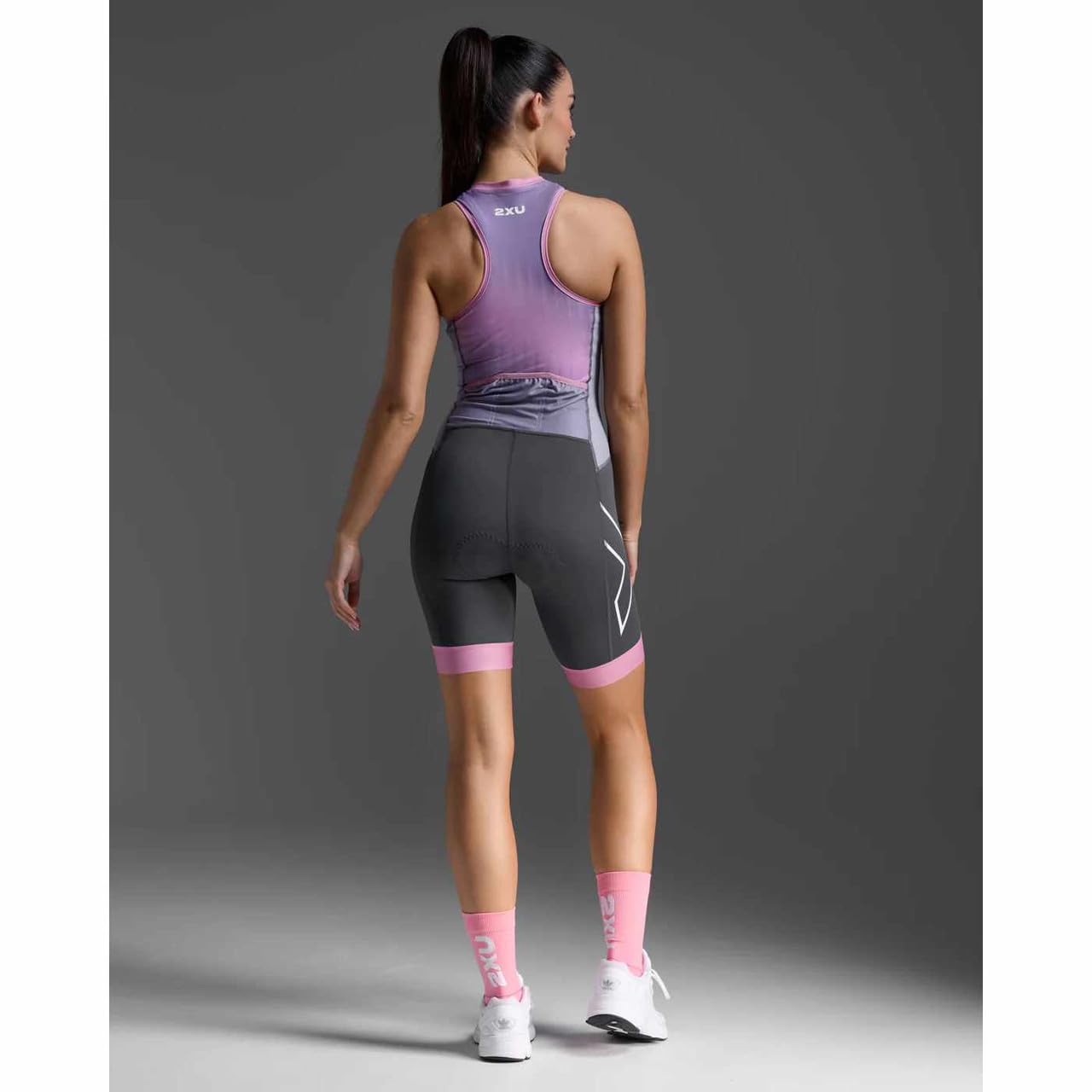 2XU Women's Core Tri Suit (Standard, Digital Lilac/Turbulence, X-Large)