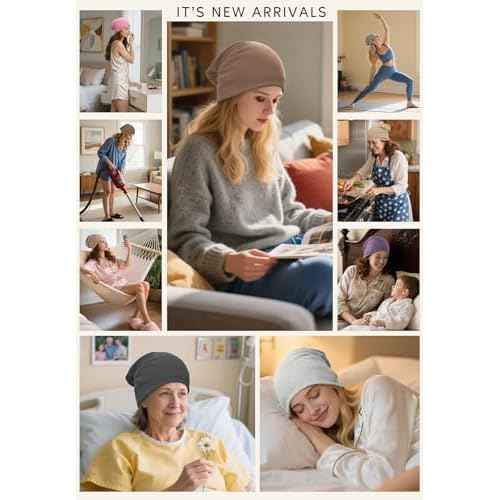 Zando Slouchy Dwarf Beanie Hats for Women Men - Breathable Cozy Cotton Sleep Cap Thin Chemo Headwear for Hip-Pop Halloween