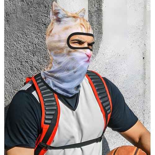 3D Cat Ski Balaclava Sheisty Face Mask with Ears Cute Animal Christmas Party, Face Cover UV Protector Lightweight Outdoor Activities