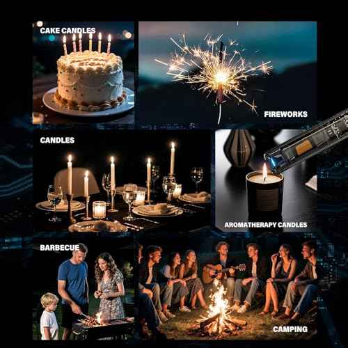 KTEBO¢ç 2 Pack Electric Candle Lighters - 7.4 inch Long USB Rechargeable Plasma Arc Lighter with Safety Lock, Windproof Lighter for Candles, Grill, Camping - See-Through Tech Design, Stocking Stuffers