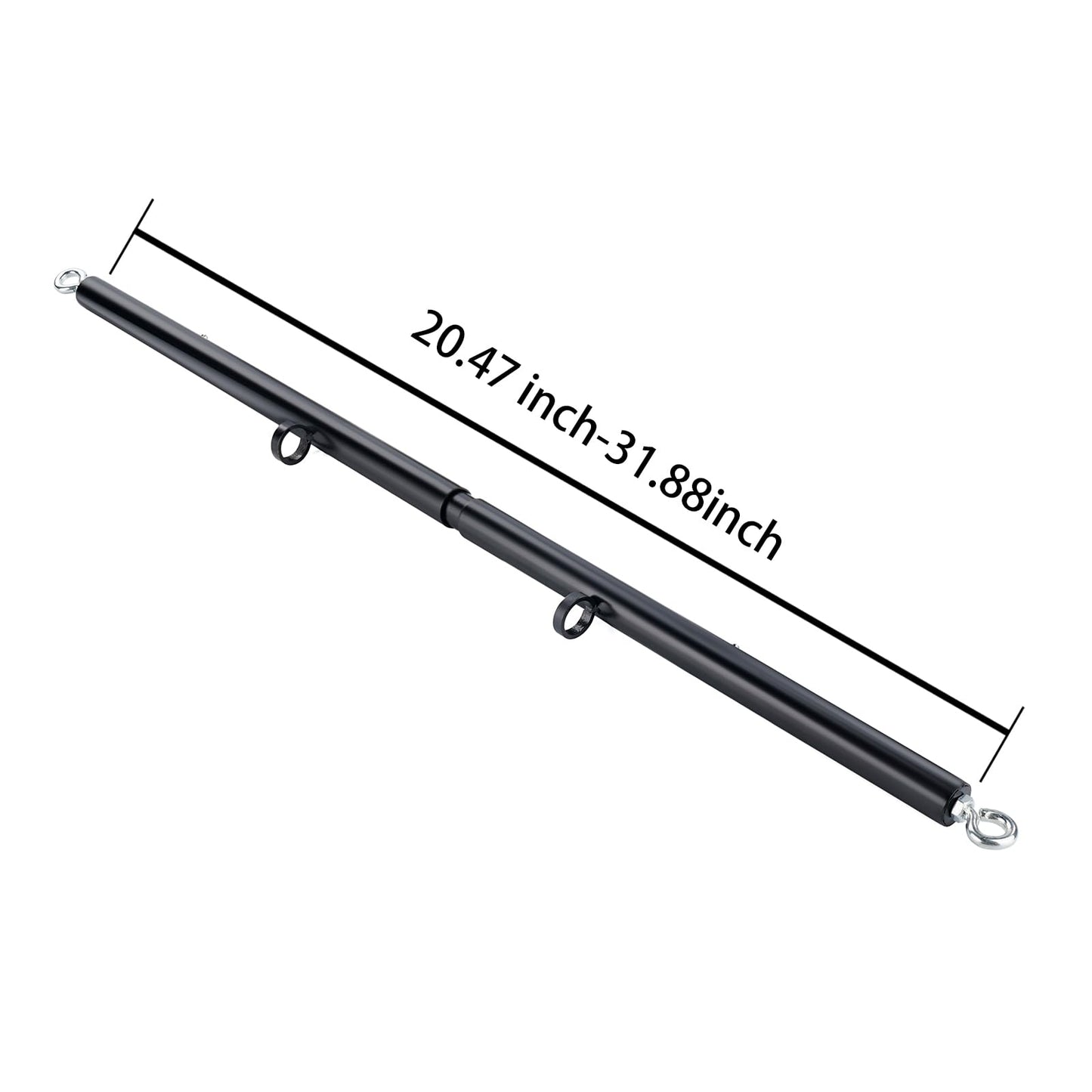 3 in 1 Heavy Duty Stainless Steel Expandable Silver Spreader Bar with 4pcs Furry Purple Adjustable Straps,Workout Bar for Home Gym,Portable Detachable Pilates Kit (Black+Black Embossed PU Kit)