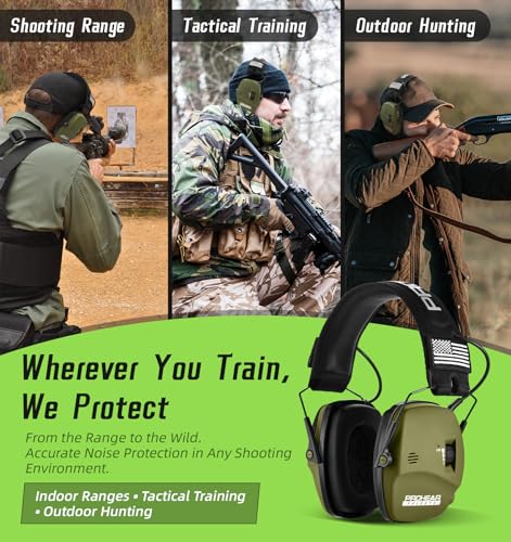 PROHEAR Digital Electronic Shooting Ear Protection 5X Sound Amplification, 23dB Noise Reduction, Green - Low Profile