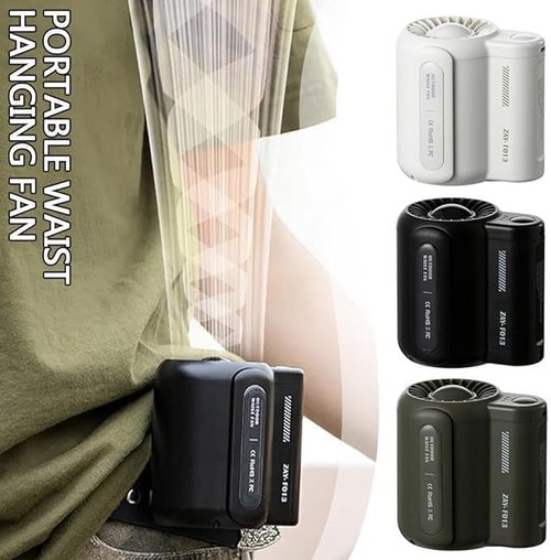Waist Fan Under Shirt Portable Cool Clip Fan, Bladeless Waist Mounted Electric, Mini Belt Clip on, 4500mAh Extra-long Standby USB Rechargeable, Great for Outdoor Works Camping Fishing Travel (black)
