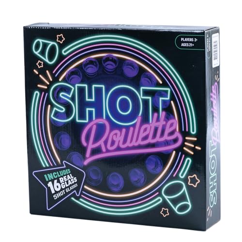 Roulette Party Game with Glass Mini Cups and Spinner Set for Adults