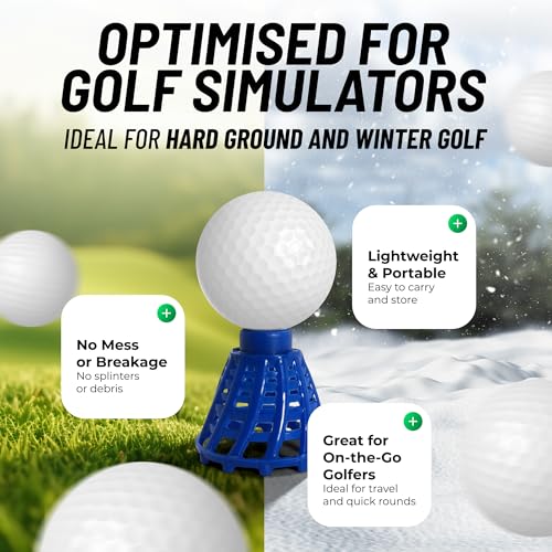 Golf Tees Set - Adjustable Height Plastic Tees for Indoor & Outdoor Use 8 Pack