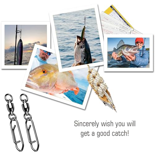 High Strength Snap Swivels Set 25 pcs - Stainless Steel Fishing Clips with Black Nickel Finish - Size 8+XXL (221lb)