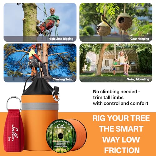 Arborist Throw Line Kit with 166ft Polyester Rope & 11oz Throw Bag - Tree Trimming Gear