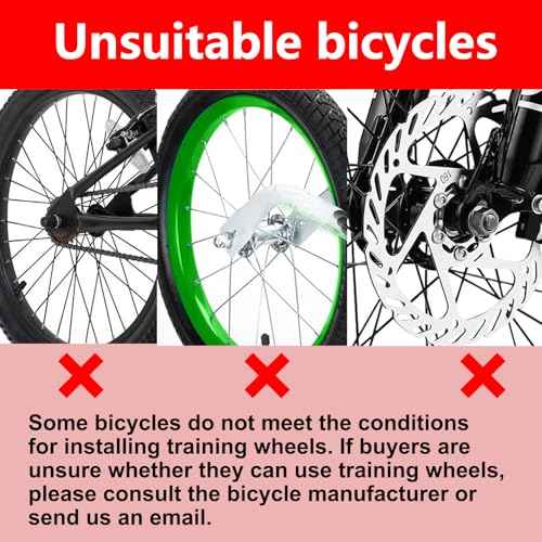 DDJKCZ Training Wheels Flash Mute Wheel Bicycle Compatible for Bikes of 12 14 16 18 20 Inch