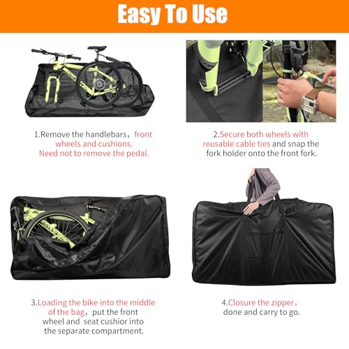 Bike Travel Bag 900D Bicycle Transport Case for 26-29 Inch MTB & Road Bikes - Variant 26-29 Inch