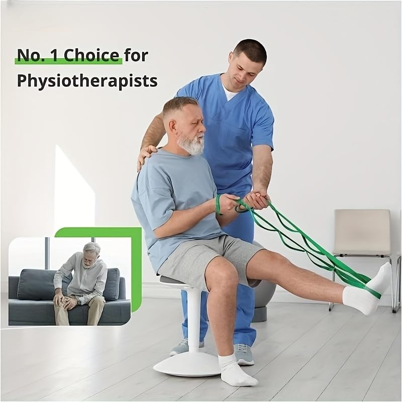10 - Loop Non - Elastic Stretching Strap - Ideal for Yoga & Workouts Green