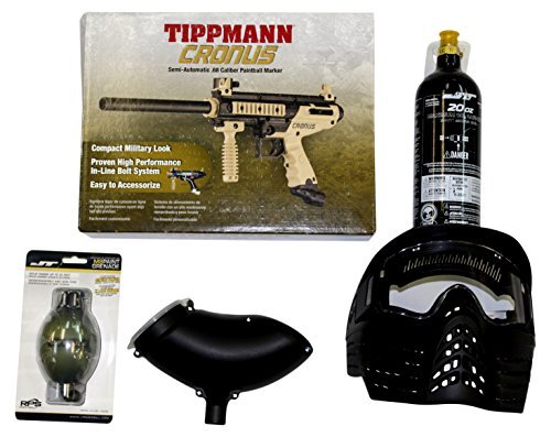Tippmann Cronus Paintball Marker Power Kit with Goggle, 20oz CO2 Tank, Hopper, Squeegee and M8 Grenade