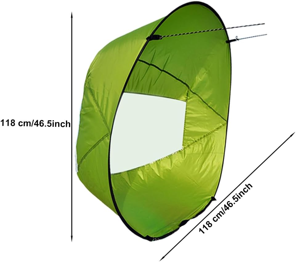 Kayak Wind Sail, Portable Foldable Durable Wind Sail with Transparent Window for Kayak Canoes (Green)