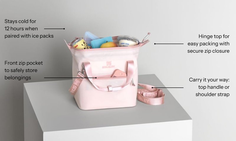 STANLEY All Day Julienne Midi Soft Cooler Bag and Lunch Box 12 Quarts | 20 Can Cooler with Handles and Strap | Stays Cold for Hours | Insulated Travel Bag with Zipper | BPA-Free | Stone