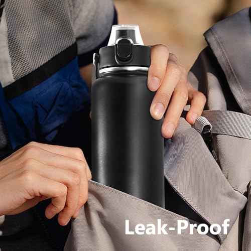 XACIOA Lid for Hydro Flask Wide Mouth, Replacement Lid for Hydroflask 12-64 oz Wide Mouth Bottles, Flip Top for Iron Flask Wide Mouth Bottles with Button Lock & Soft Handle