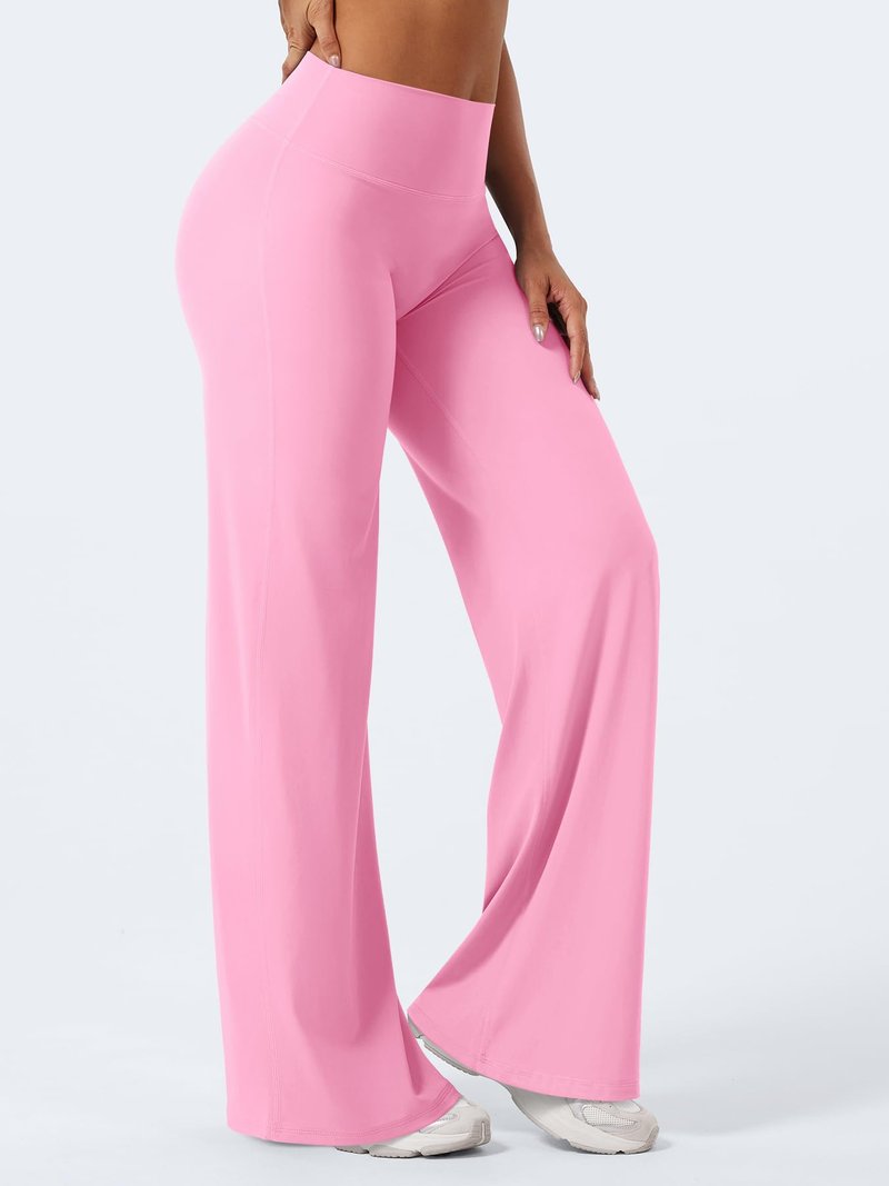 YEOREO Workout Leggings Womens No Front Seam Straight Leggings 33" High Waist Buttery Eddiy Gym Yoga Pants Bubblegum Pink L