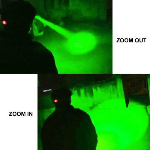 LUXNOVAQ Rechargeable Green Light Headlamp, Ultra-Bright LED Hunting Headlamp, Zoomable Waterproof Tactical Headlight with 3 Modes, 90° Adjustable Green Light for Night Hunting, Fishing, Camping