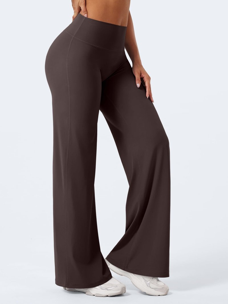 YEOREO Workout Leggings Womens No Front Seam Straight Leggings 31.5" High Waist Buttery Eddiy Gym Yoga Pants Dark Brown XL