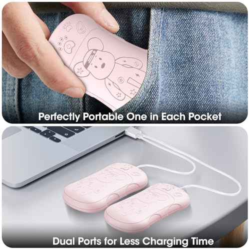 Rechargeable Hand Warmers 2 Pack, WXX 2 in 1 Electric Hand Warmer, 6000mAh Portable Pocket Warmers Dual-Sided Safe Heating, Electronic Winter Gifts for Men Women Kids, Golf, Outdoors
