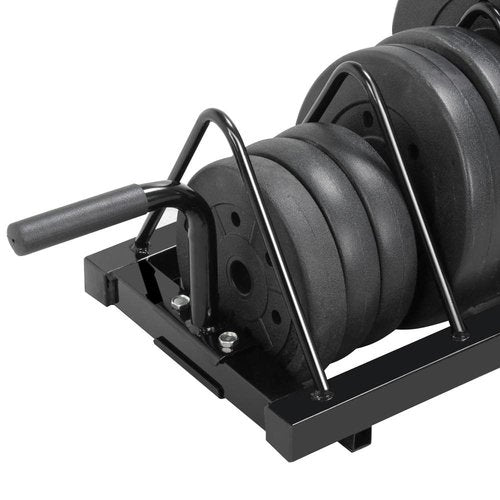 Yaheetech Horizontal Barbell Bumper Plate Rack Holder Olympic Bar Storage Rack with Handle and Wheels,Black