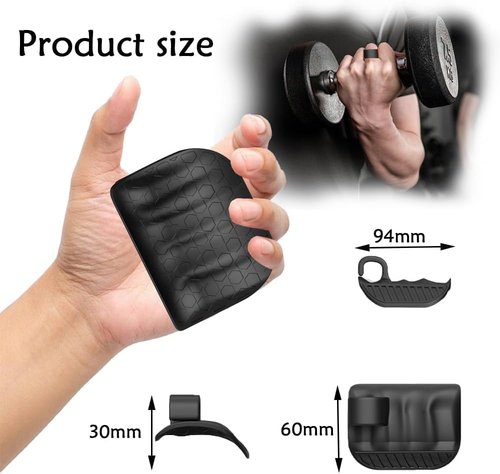 Wnddle Grips for Weight Lifting, Anti-Slip Workout Weight Lifting Grips, Ergonomic Rubber Hand Protector Gloves, for Pull-Ups, Gym Training and Exercise, for Men Women (Black)