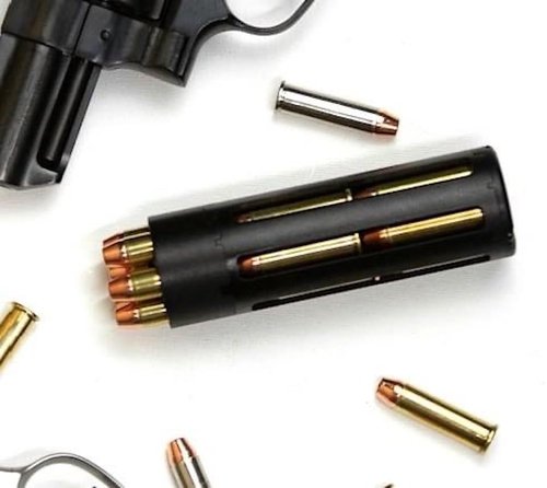 RevIndustries 38 Special Speed Loader ??High-Capacity 2-in-1 Reload Tool for 357 Magnum Revolvers (18-Round Triple Stack or 6-Round) ??Patented Push-Button Release ??Assembled in USA, Veteran-Owned