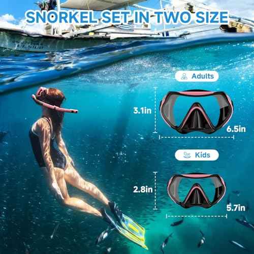 Snorkeling Gear for Adults, Dry-Top Snorkel Set Scuba Diving mask, 180¡ÆPanoramic Wide View Professional Snorkeling Gear Breathing Freely Snorkel Mask