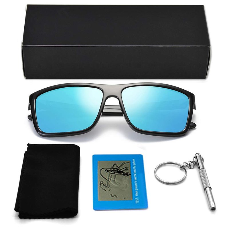 Polarized Sunglasses for Men Driving Mens Sunglasses Rectangular Vintage Sun Glasses for Men/Women Blue