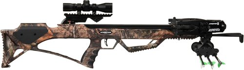 Xpedition Archery Trophy 410X Crossbow with Crank Cocking Device, Compound Crossbow Package, Illuminated 4X32 Scope, 6 20" Bolts, 410 Feet Per Second