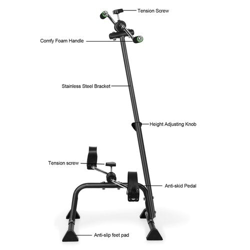RFEGJVII Rehabilitation Bike for Stroke Patients, Elderly Exercise Bike with Total Body Workout, Adjustable Pedal Exerciser for Seniors, Portable Home Fitness Equipment for Elderly Recovery Black