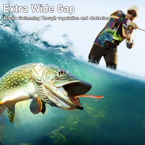 15 Pack Weighted Worm Hooks - 1/16oz Extra Wide Gap Fishing Hooks for Bass, Texas & Carolina Rig